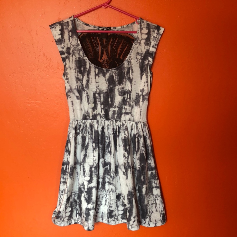 Grey and white, tye-dye dress
